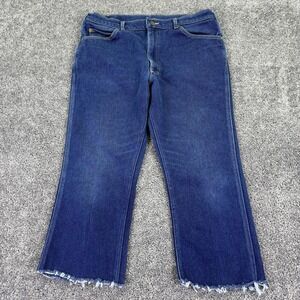 Vtg Lee Jeans Mens 35x22 Blue Cropped Straight Denim Medium Wash Casual Cut